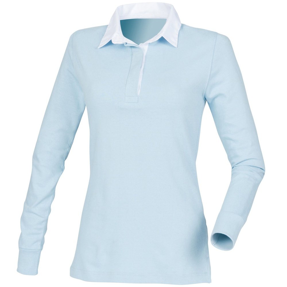 Front Row Womens Ladies Long Sleeve Plain Rugby Shirt FR101