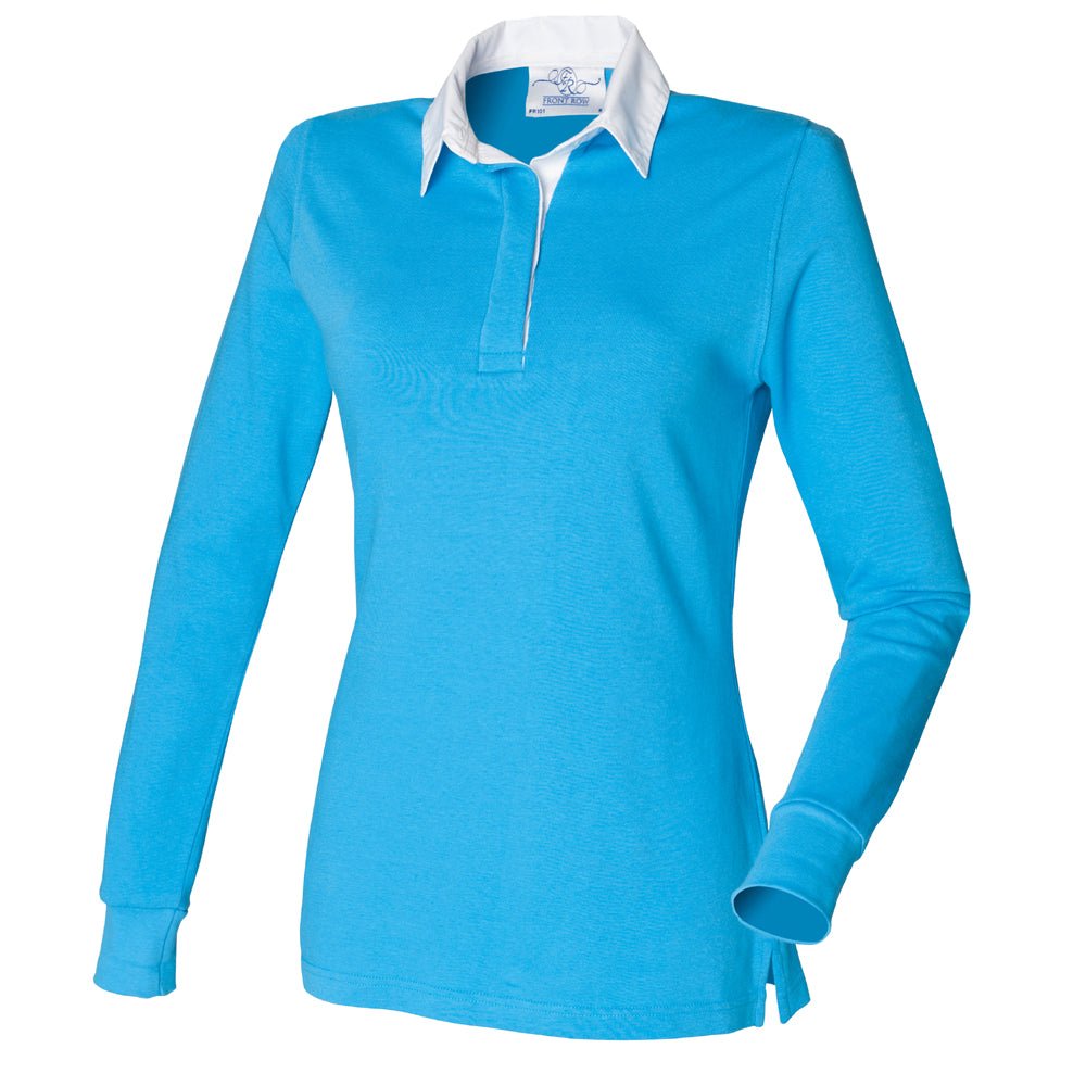 Front Row Womens Ladies Long Sleeve Plain Rugby Shirt FR101