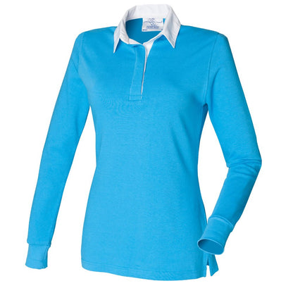 Front Row Womens Ladies Long Sleeve Plain Rugby Shirt FR101