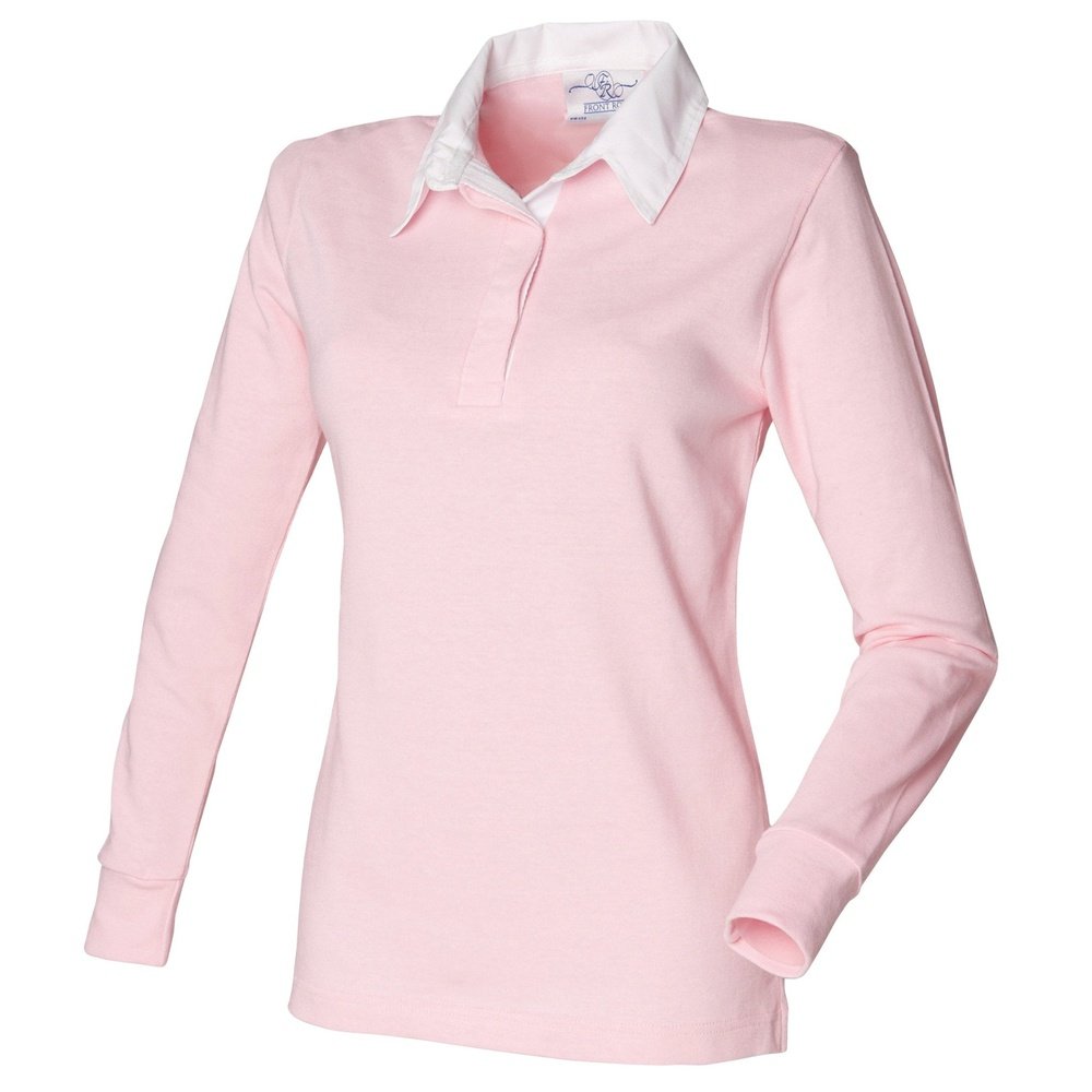 Front Row Womens Ladies Long Sleeve Plain Rugby Shirt FR101