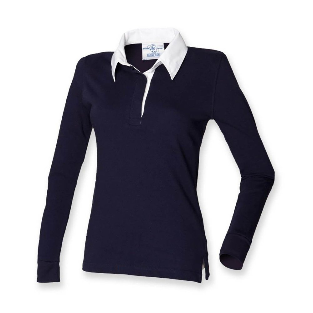 Front Row Womens Ladies Long Sleeve Plain Rugby Shirt FR101