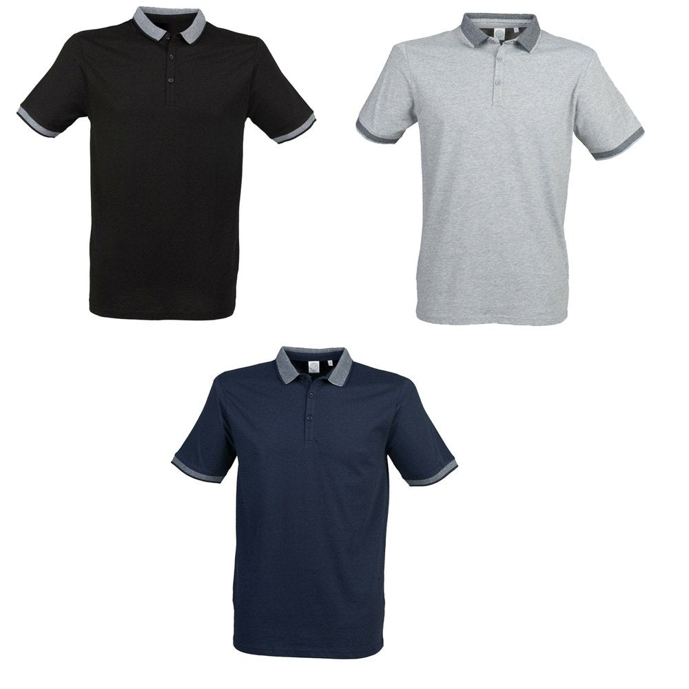 Gent's Cotton Polo Shirt With Jacquard Contrast Collar & Cuffs SF441