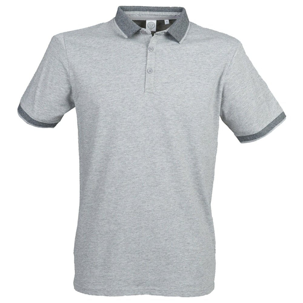 Gent's Cotton Polo Shirt With Jacquard Contrast Collar & Cuffs SF441
