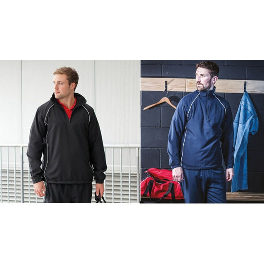 Gents Finden & Hales Track Sports Fleece Lined Overtop Black Navy LV890
