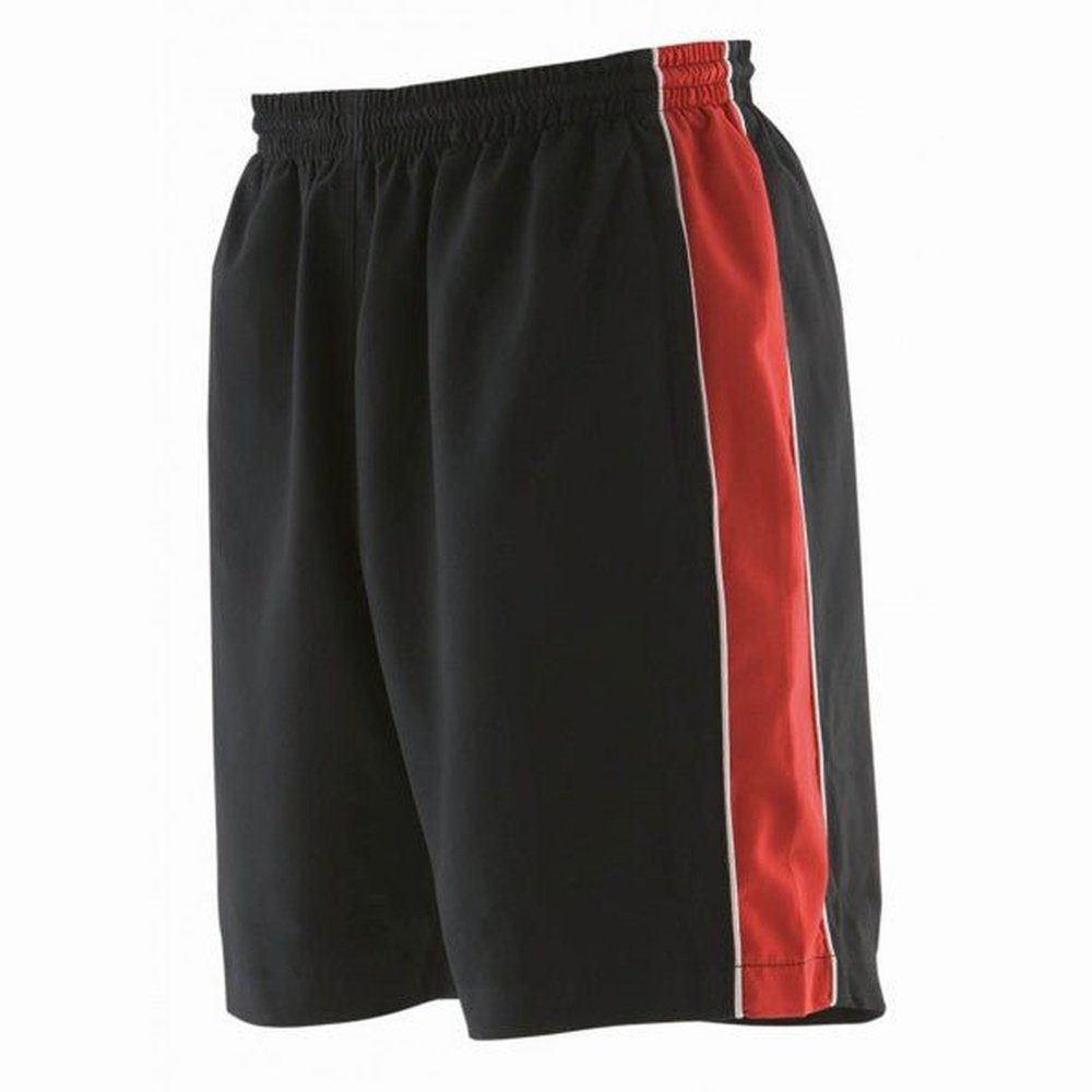 Gents Piped Microfibre Training Football Sport Short Mesh Lined Black Navy LV860