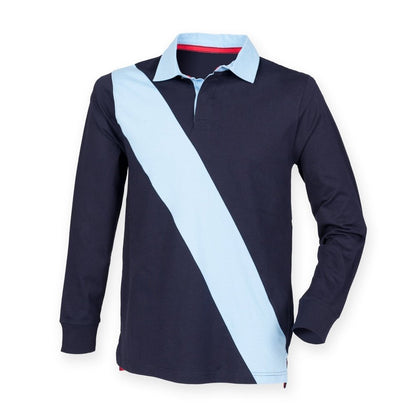 Gents Soft Touch Diagonal Stripe Long Sleeve Front Row Rugby Shirt FR112