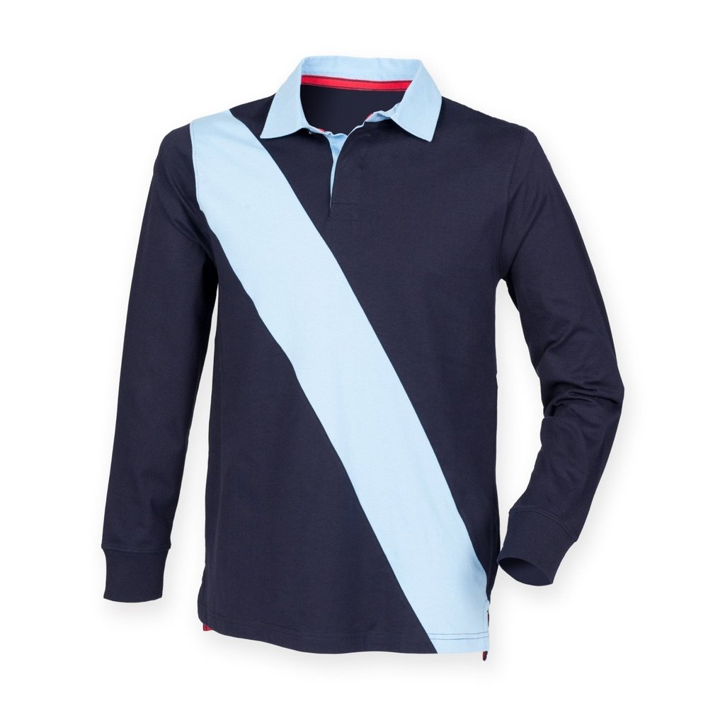 Gents Soft Touch Diagonal Stripe Long Sleeve Front Row Rugby Shirt FR112