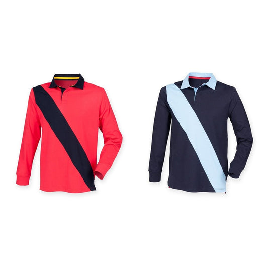 Gents Soft Touch Diagonal Stripe Long Sleeve Front Row Rugby Shirt FR112