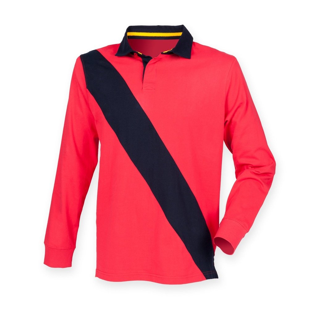Gents Soft Touch Diagonal Stripe Long Sleeve Front Row Rugby Shirt FR112