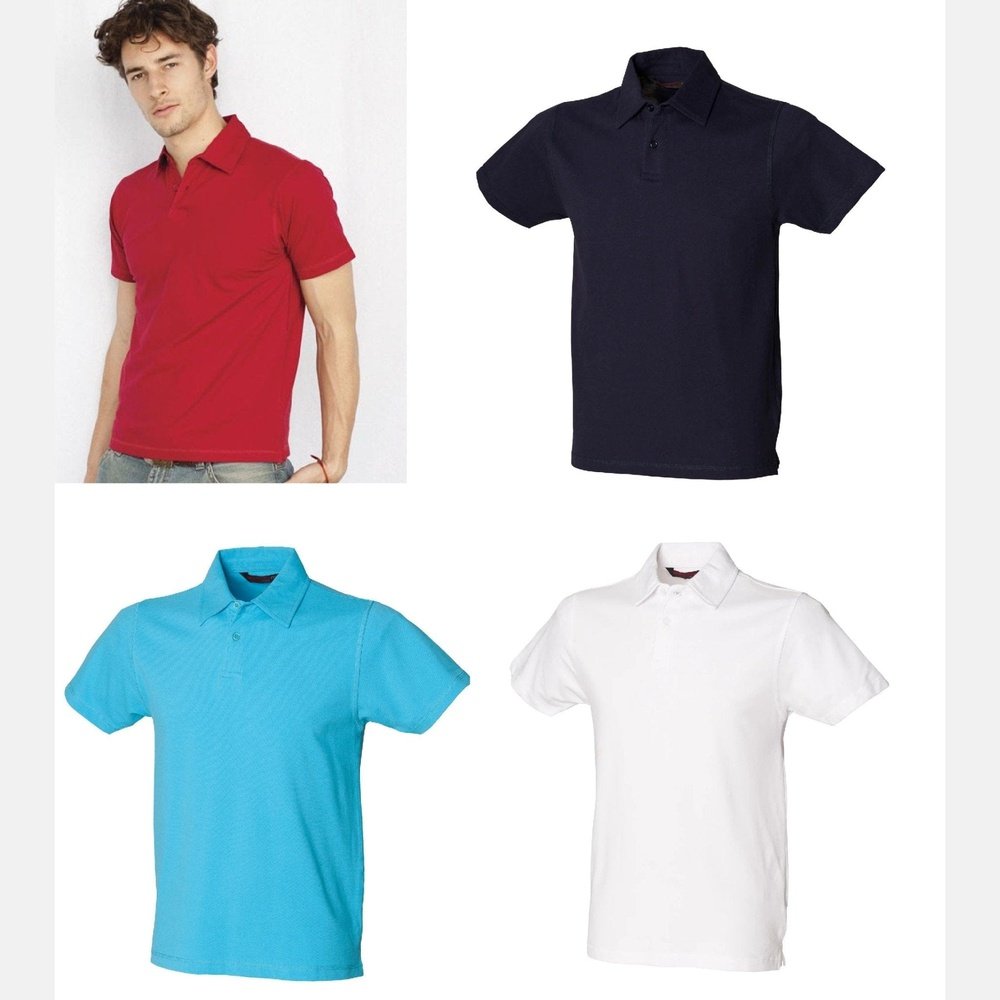 Gents Stretch Polo Shirt Mens Short Sleeve Top SFM42