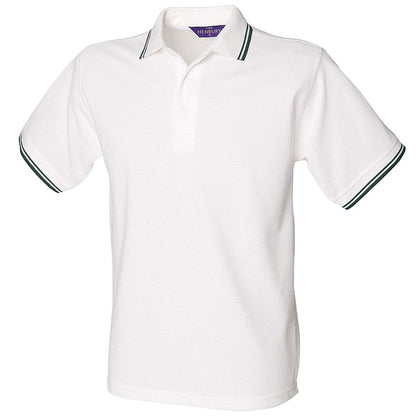 Gents Tipped Polo Shirt Mens Henbury Cotton Mix White Red T-shirt Top H450