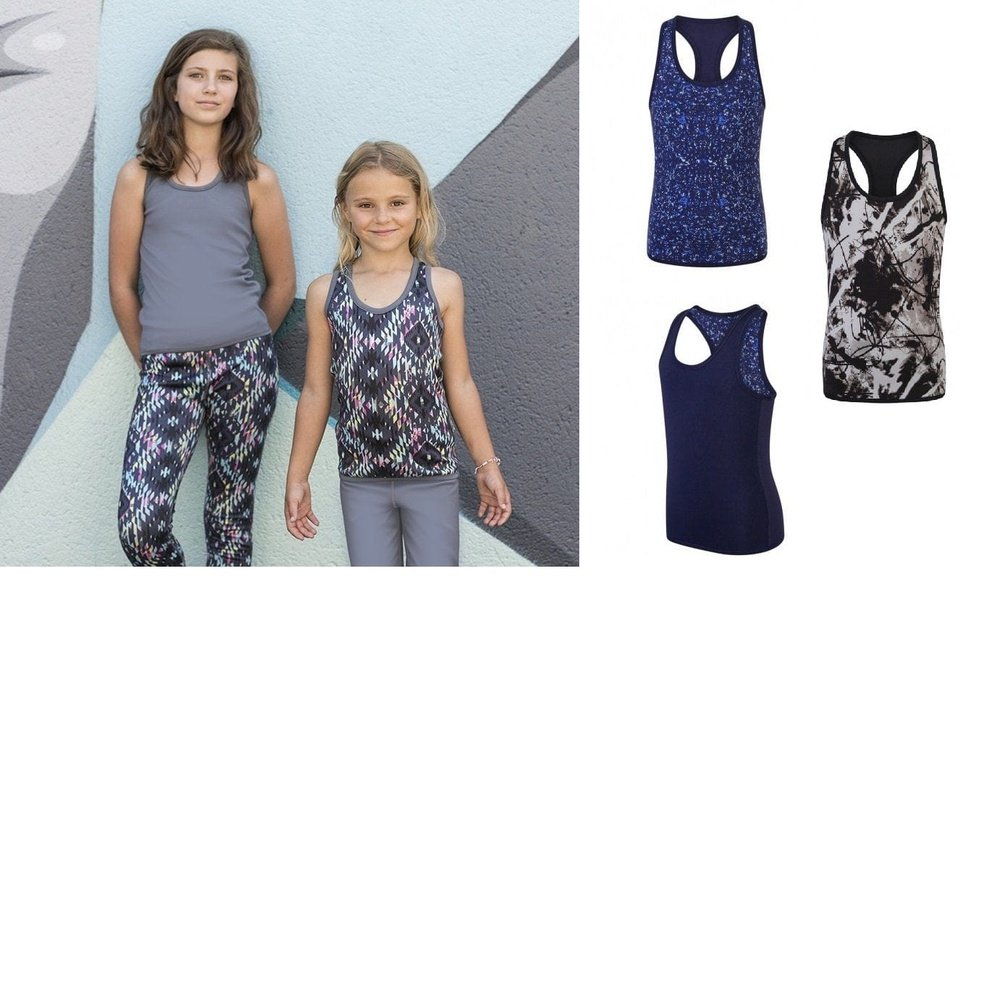 Girls Reversible Racer Back Non-Transparent Sleeveless Workout Vest Top SM240