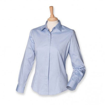 Ladies Long Sleeve Pinpoint Oxford Easy Care Work Shirt Smart Blouse H551
