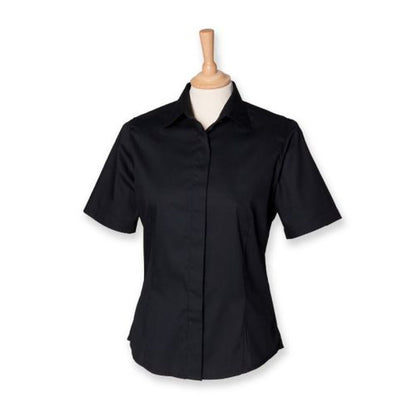 Ladies Henbury Short Sleeve Cotton Mix Easy Care Oxford Shirt Blouse H556