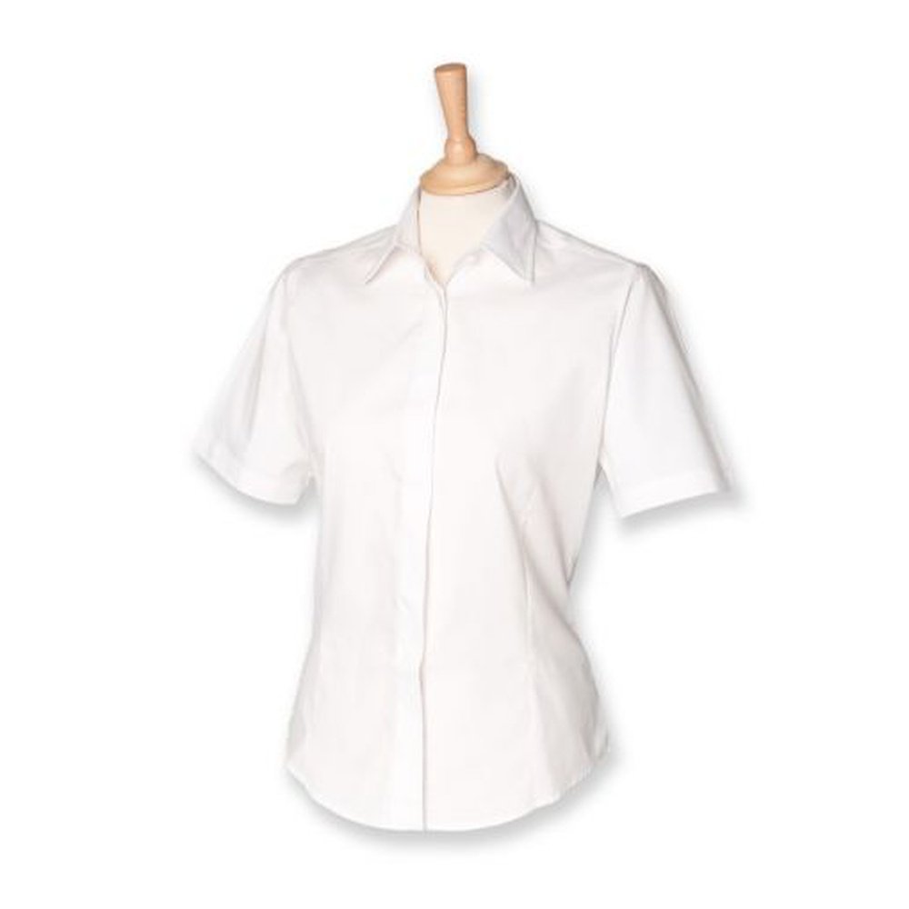 Ladies Henbury Short Sleeve Cotton Mix Easy Care Oxford Shirt Blouse H556