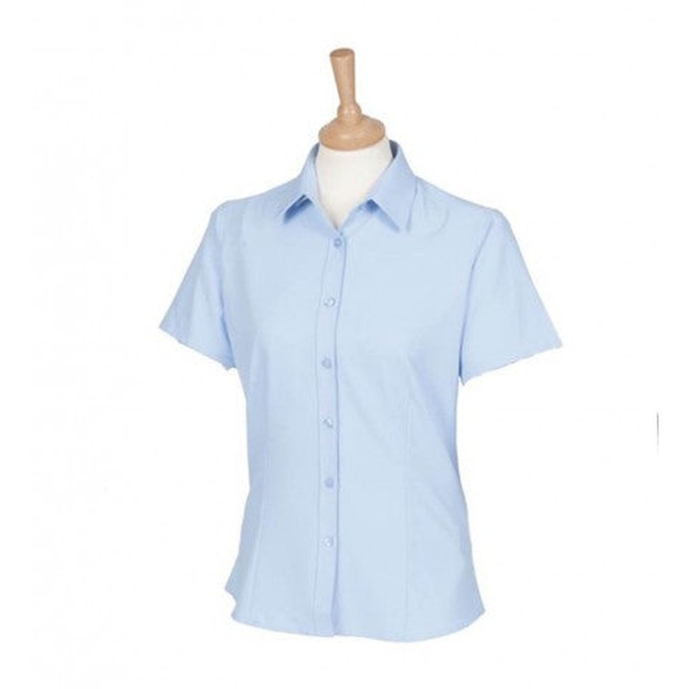 Ladies Anti-Bacterial Easy Care Minimal Iron Short Sleeve Blouse Shirt H596