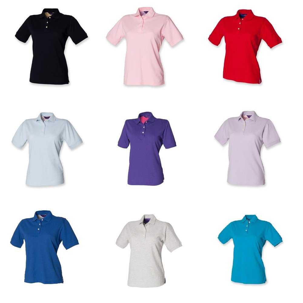 Henbury Ladies Classic Pique Polo Shirt T-Shirt Top in Blue Red Grey H121