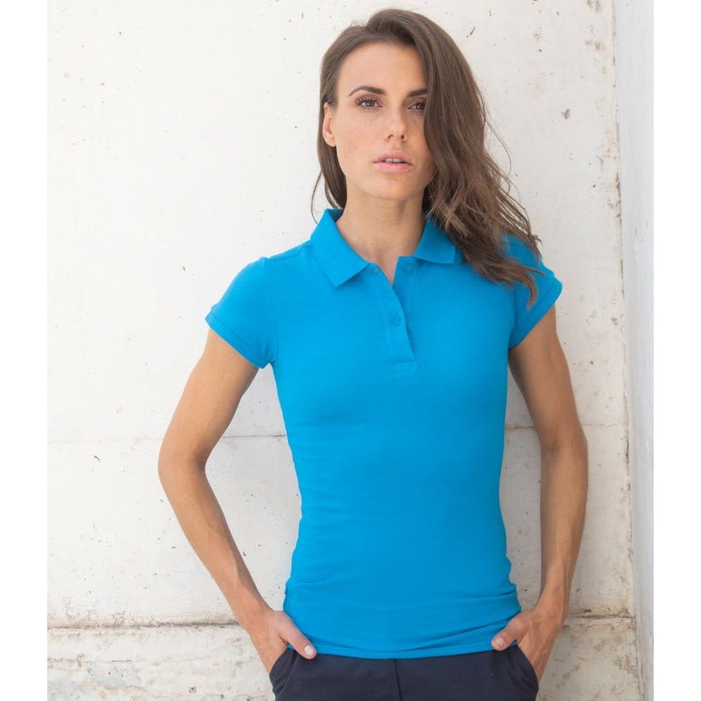 Henbury Ladies Stretch Pique Polo Shirt Women's Cotton T-Shirt H306