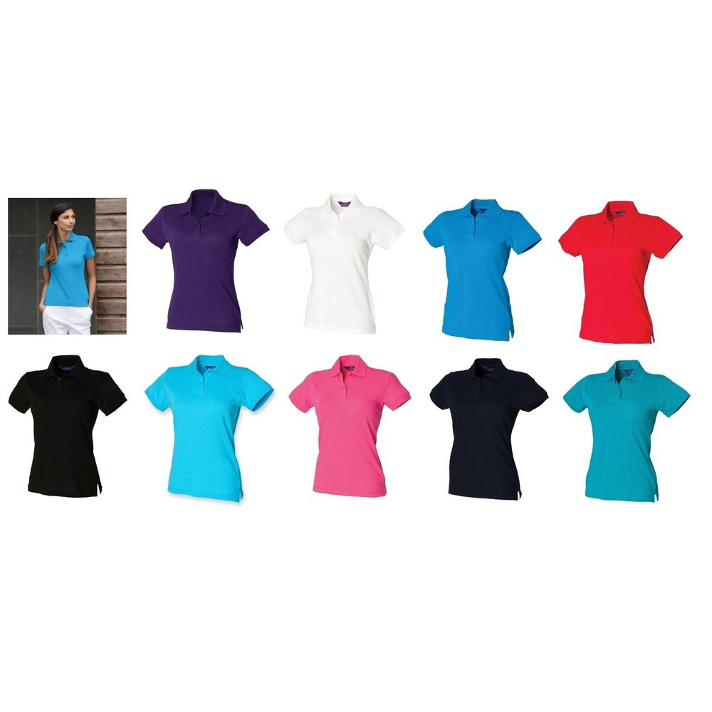 Henbury Ladies Stretch Pique Polo Shirt Women's Cotton T-Shirt H306