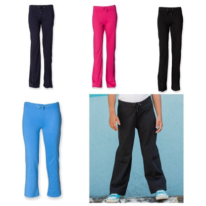 Kids Dance Pant Girls Cotton Jersey Bottoms Navy Pink Black Blue SM61