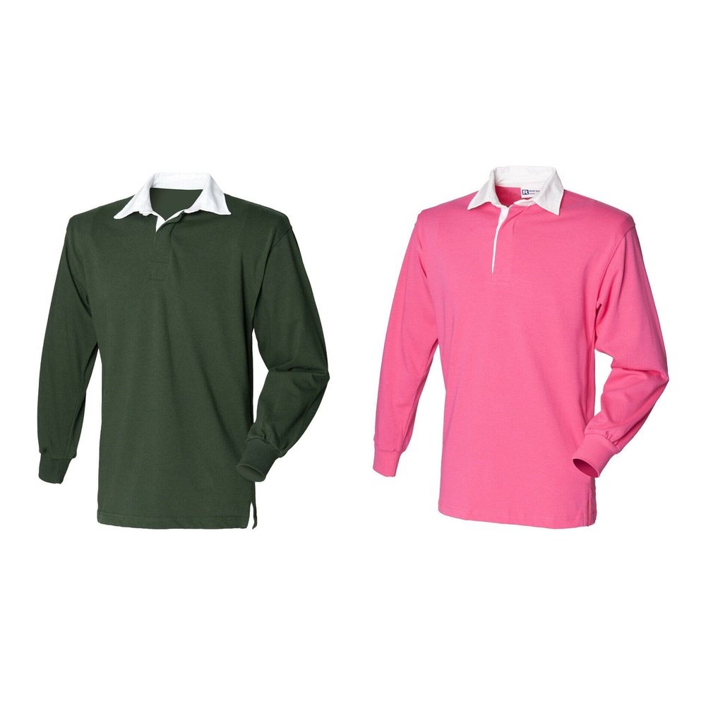 Kids Long Sleeve Plain Rugby Shirt Top Boys Girls Age 5-6 - 11-13 FR109B