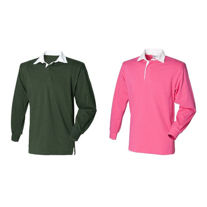 Kids Long Sleeve Plain Rugby Shirt Top Boys Girls Age 5-6 - 11-13 FR109B