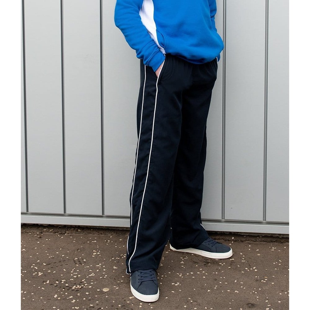 Kids Piped Contrast Lined Zipped Pockets Trackpant Jogger Bottoms LV852