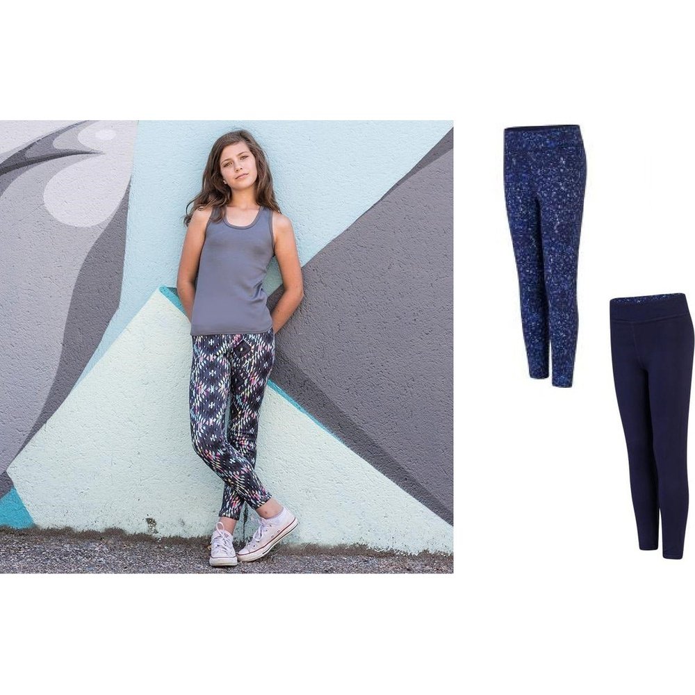 Kids Reversible Ankle Length Non-Transparent Workout Dance Leggings Charcoal SM424