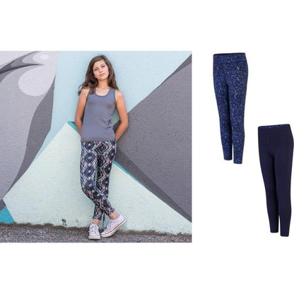 Kids Reversible Ankle Length Non-Transparent Workout Dance Leggings Charcoal SM424