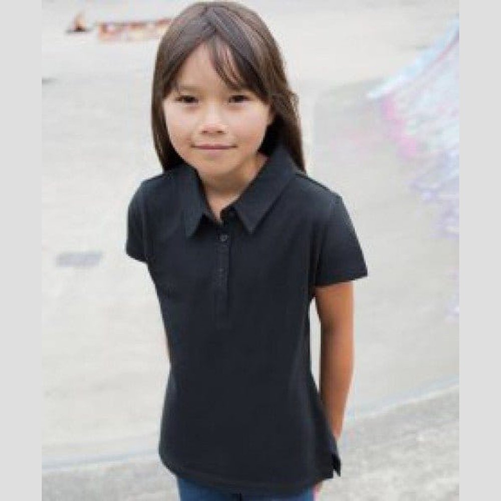 Kids Stretchy Modern Essential School Polo T-shirt Top Black Pink 7/9 10/12 SM42