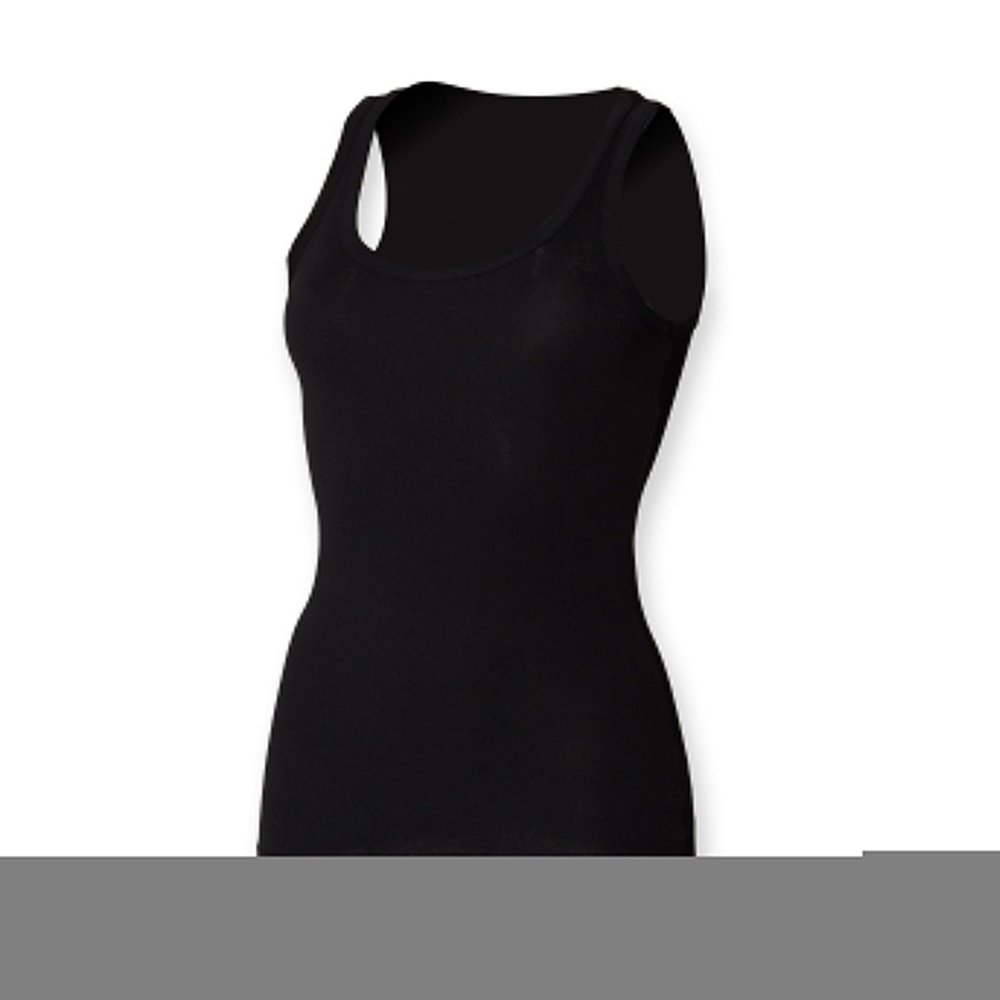 Ladies Cotton Rib Vest Tank Top Womens T-Shirt Black White Pink SK303