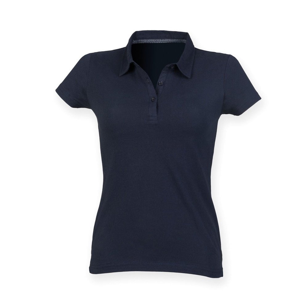 Ladies Fashion Polo Women's Navy Short Sleeve Collared T-Shirt Top SF440
