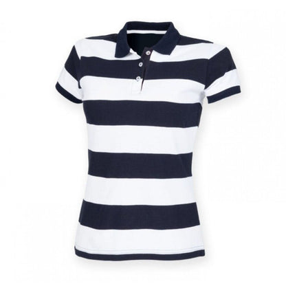 Ladies Front Row Full Stripe Short Sleeve Polo Shirt Tshirt Top FR211
