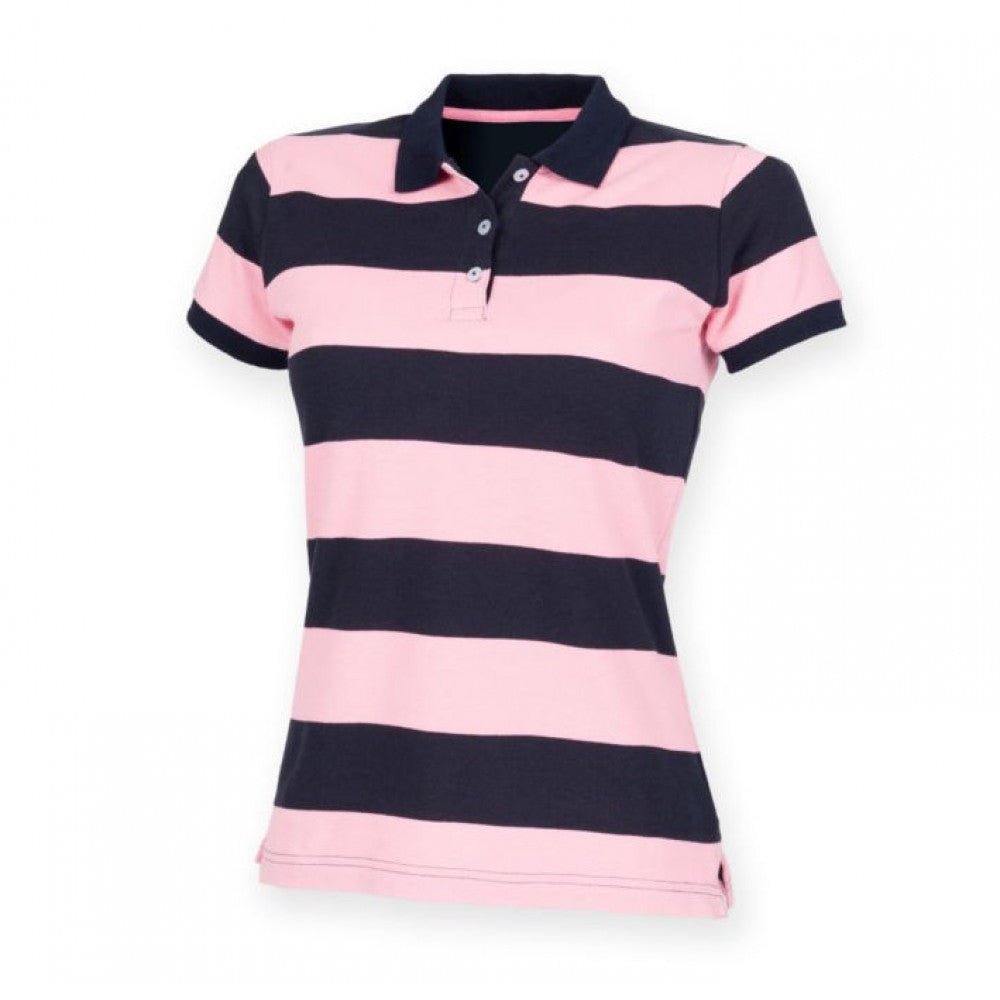 Ladies Front Row Full Stripe Short Sleeve Polo Shirt Tshirt Top FR211