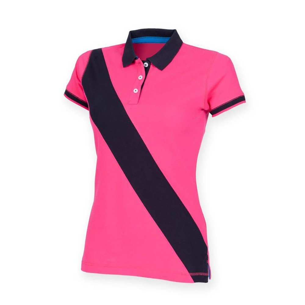 Ladies Front Row Womens Cotton Diagonal Stripe Polo Shirt FR213