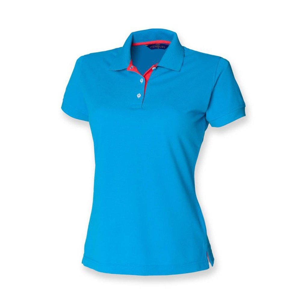 Ladies Poly Cotton Contrast Polo Shirt Women's T-Shirt Top H421