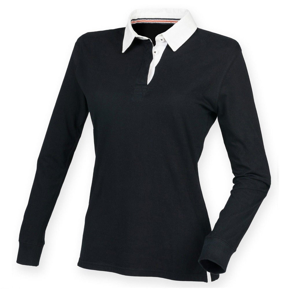Ladies Premium Slim fit Super Soft Long Sleeve Rugby Shirt Women's Top FR105