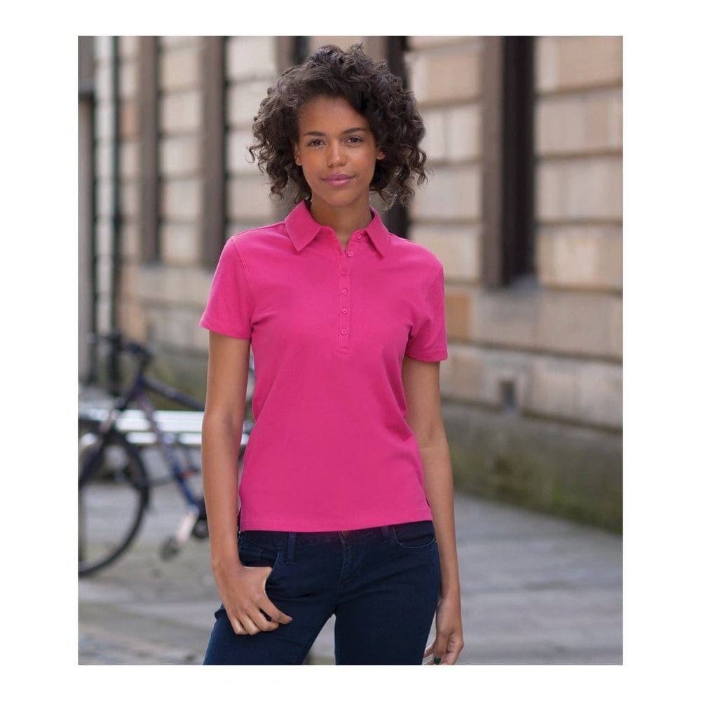 Ladies Short Sleeve Long Placket Women's Stretch Polo Shirt SK42