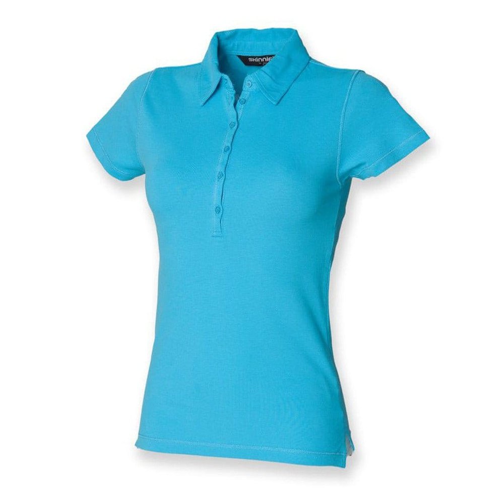Ladies Short Sleeve Long Placket Women's Stretch Polo Shirt SK42