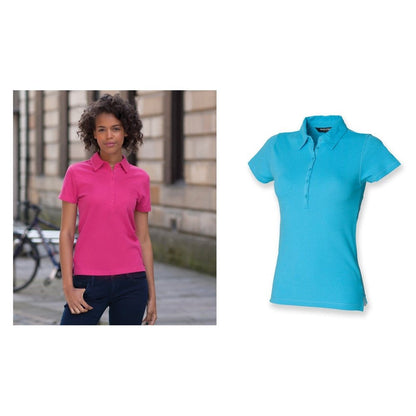 Ladies Short Sleeve Long Placket Women's Stretch Polo Shirt SK42