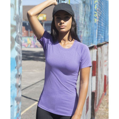 Ladies Slim Fit Mesh Side Paneled Crew Neck Short Sleeve Sport T-Shirt Top TL516