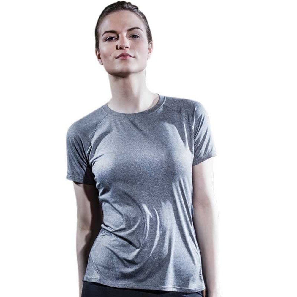 Ladies Slim Fit Mesh Side Paneled Crew Neck Short Sleeve Sport T-Shirt Top TL516