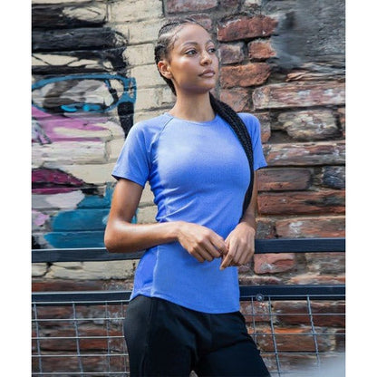 Ladies Slim Fit Mesh Side Paneled Crew Neck Short Sleeve Sport T-Shirt Top TL516
