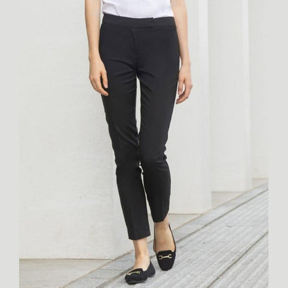 Ladies Tapered Leg Flattering Flat Front Polyester Black Trouser Size 8-20 H631