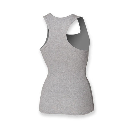 Ladies Women Cotton Rich Long Length Sleeveless Racerback Vest Top SK150