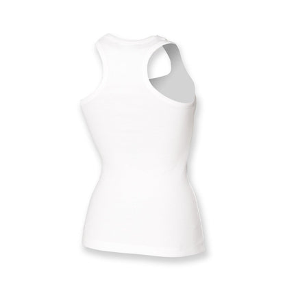 Ladies Women Cotton Rich Long Length Sleeveless Racerback Vest Top SK150