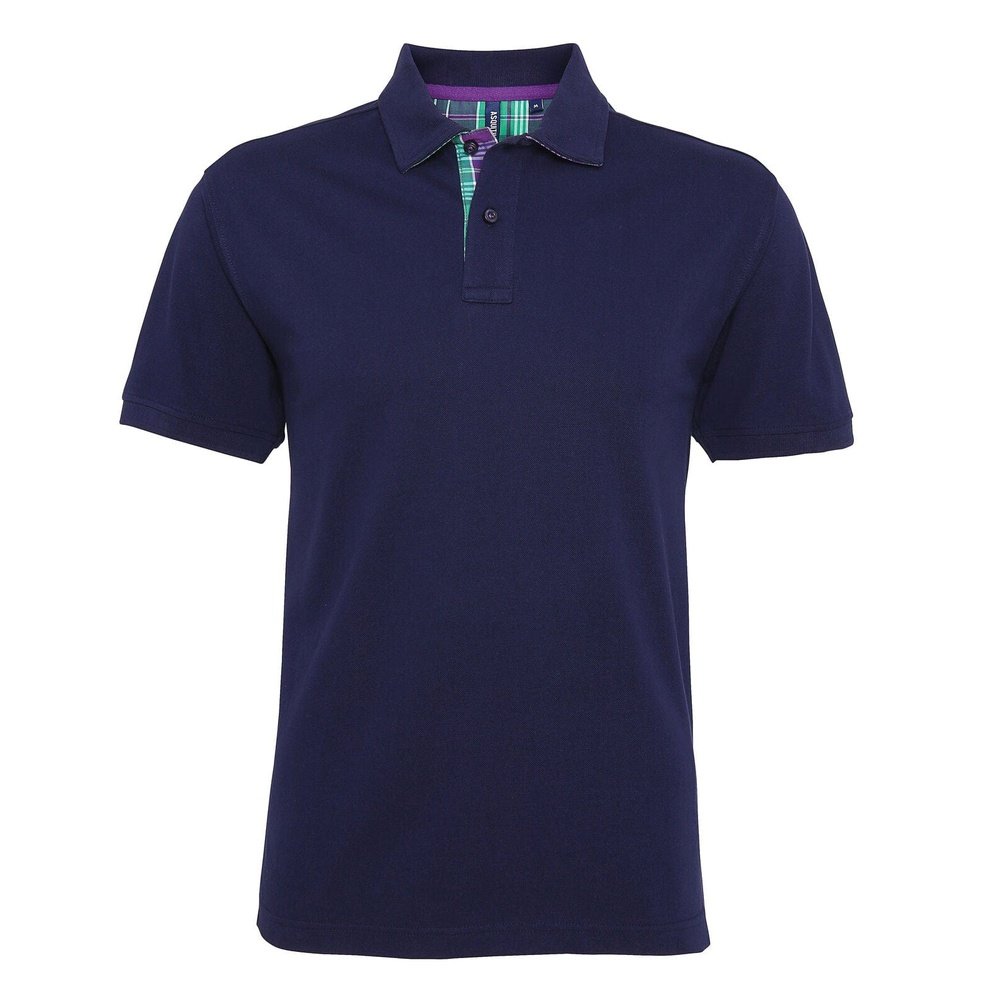 Mens Asquith & Fox Cotton Check Trimmed Gents Polo Shirt T-shirt S-3XL AQ014