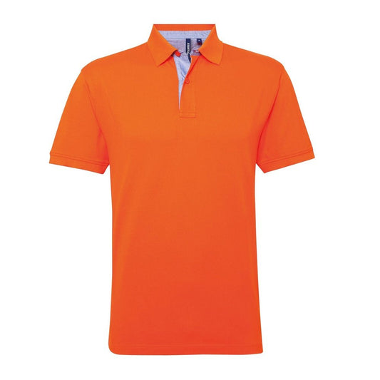 Mens Asquith & Fox Cotton Polo Shirt Oxford Fabric Trim Gents Top S - 3XL AQ016