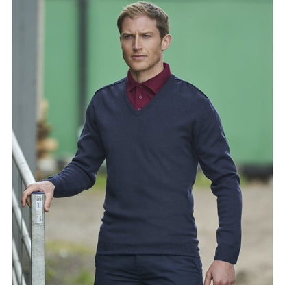 Mens Black Navy V Neck Long Sleeve Polyester Jumper Perfect For Work or School RX200
