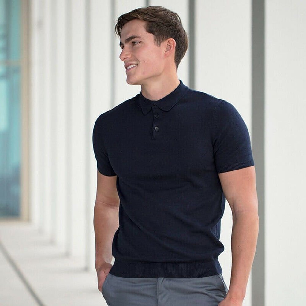 Men's Cotton Blend Fine Knit Short Sleeve Smart Polo Shirt H716